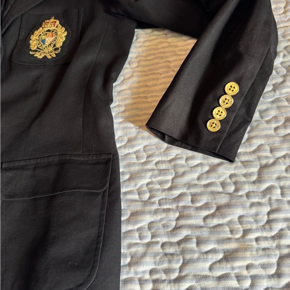 Ralph Lauren Black Blazer with Gold Embroidered Crest - Picture 8 of 8